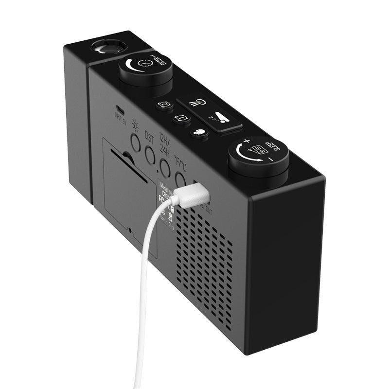 FM Radio Projection Alarm Clock With Digital Display USB Charging Electronic Clock With Temperature Display